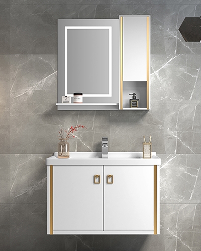 PVC white phnom penh small right angle mirror wall mount bathroom cabinet