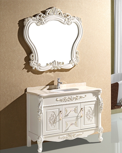 PVC European style cream color medium bathroom cabinet