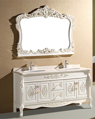 PVC European style cream color large bathroom cabinet