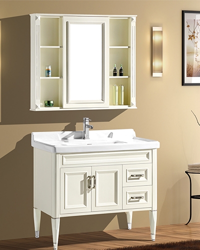 PVC country style cream color large bathroom cabinet
