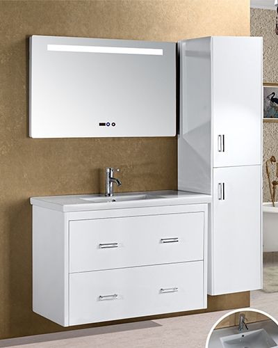 PVC modern white vertical large bathroom cabinet